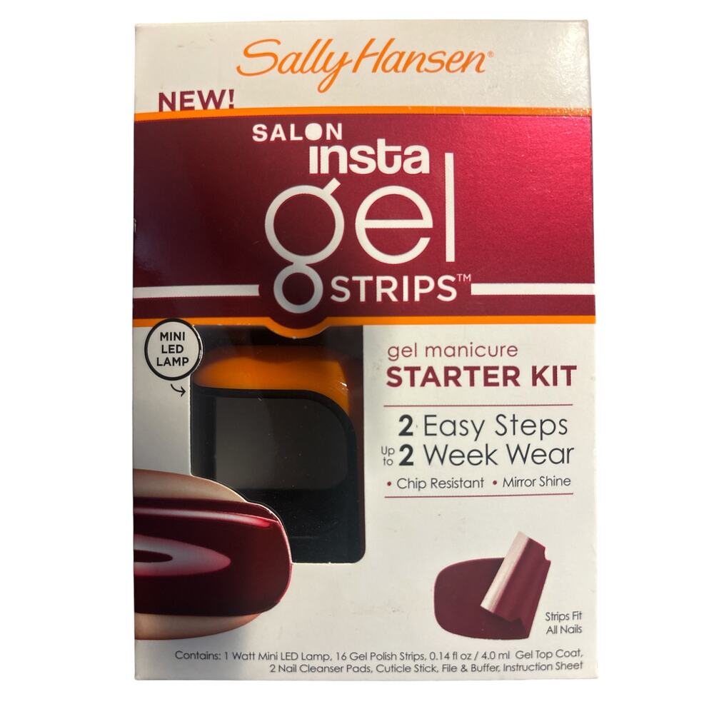 Sally Hansen Salon Insta-Gel Strips Starter Kit–Wine Not-LED Lamp/Gel Strips–NEW